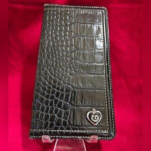 Brighton Croc-Textured Leather Wallet/Checkbook Cover